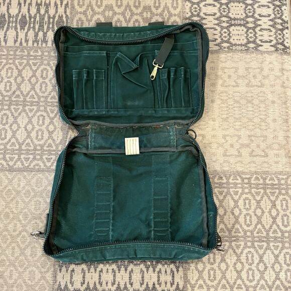 Lands End USA Green Canvas Square Rigger Travel Messenger Satchel Bag Vintage - Picture 9 of 12